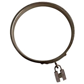 Pulseira Hermès Preta Prateada Metal Preto Prata
