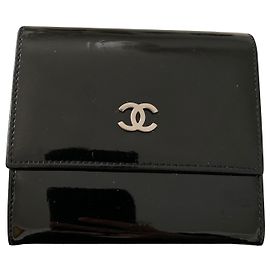 Monedero Chanel negro de piel y piel charolada Negro