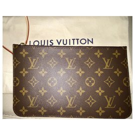 Louis Vuitton-Neverfull GM Pochette Monogram Canvas Bege-Marrom,Bege