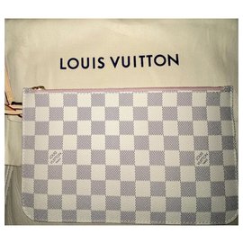 Louis Vuitton-Neverfull GM Pochette Damier Azur-Rosa,Bege,Cru