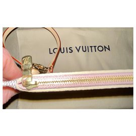 Louis Vuitton-Neverfull GM Pochette Damier Azur-Rosa,Bege,Cru