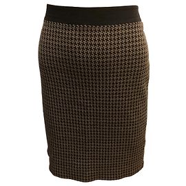 Saia midi Armani padronagem houndstooth em lã cinza escuro Cinza antracite