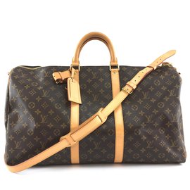 Louis Vuitton-Louis Vuitton Keepall 55 Toile Monogram Bandoulière-Marron