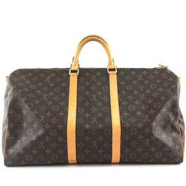 Louis Vuitton-Louis Vuitton Keepall 55 Tela do monograma de Bandouliere-Marrom