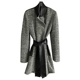 Autre Marque New coat with leather from ULI SCHNEIDER, Germany Black White
