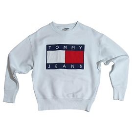 Tommy Hilfiger Tommy Jeans Oversize weißer Baumwollpullover Weiß Mehrfarben
