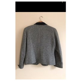 Yves Saint Laurent-Wool jacket with black velvet collar Yves Saint Laurent-Black,Grey