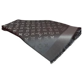 Louis Vuitton Shine Monogramm Seidenschal Dunkelgrau Anthrazitgrau