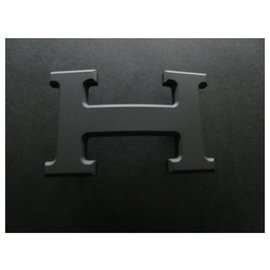 Hermès-Fivela de cinto Hermès 5382 em aço PVD mate 32MILÍMETROS-Preto