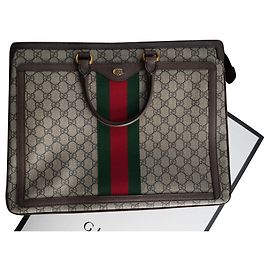 Gucci Ophidia GG Briefcase Brown Beige