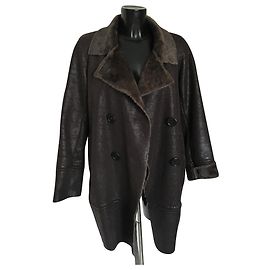 Gerard Darel imitation leather coat dark brown Dark brown