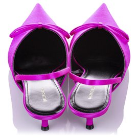 Balenciaga-Balenciaga Pink Knife Slingback Satin Mule-Pink
