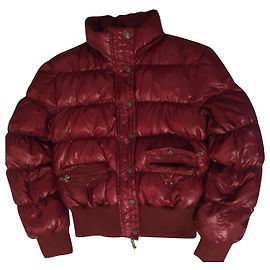 Galliano Short puffer jacket Dark red