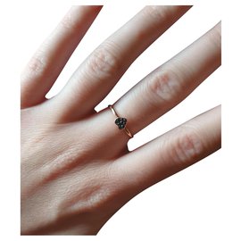 Dodo Pomellato-Black diamonds heart ring-Copper