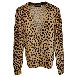 Dolce & Gabbana-IMPRESSÃO DOLCE & GABBANA CASHMERE CARDIGAN LEOPARD-Estampa de leopardo