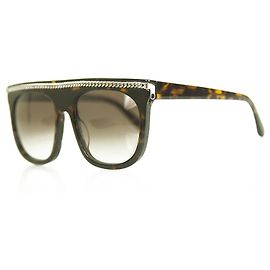 Stella Mc Cartney Stella McCartney SC0043S 002 Óculos de sol feminino com corrente tortoise Like Silver Marrom
