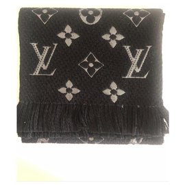 Louis Vuitton-Louis Vuitton logomania shine scarf-Black,Silvery