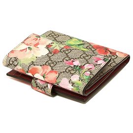 Gucci Carteira aba francesa GG Blooms Rosa