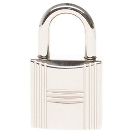 Hermès-Lucchetto Hermès in argento palladio per borse Birkin o kelly, nuova condizione con 2 chiavi e custodia originale!-Argento