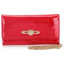 Versace Red Patent Leather Wallet on Chain Red Golden