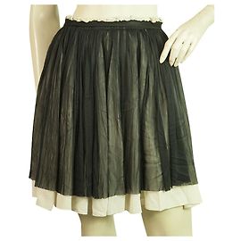 Dolce & Gabbana D & G Schwarz & Weiß Seide Plissee Minirock Größe 42 Schwarz