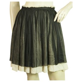 Dolce & Gabbana-Dolce & Gabbana D&G Black & White Silk Pleated Mini Skirt Size 42-Black