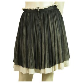Dolce & Gabbana-Dolce & Gabbana D&G Black & White Silk Pleated Mini Skirt Size 42-Black