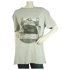 Alexander Mcqueen-McQ Alexander McQueen Camiseta holgada de manga corta de algodón gris Top Talla M-Gris antracita