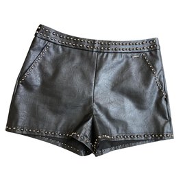 Liu.Jo-Pantalones cortos de cuero-Negro