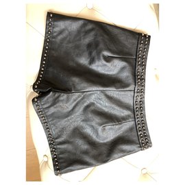 Liu.Jo-Leather shorts-Black