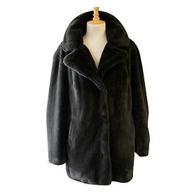 Oakwood Kunstpelzmantel aus Eichenholz Anthrazitgrau