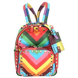 Valentino Multi Mini 1973 Mochila de cuero Rockstud Multicolor