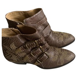 Botas Chloé Suzanne Marrom Python Marrom
