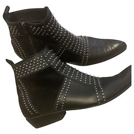 Anine Bing Black Leather Ankle Boots 37 Black