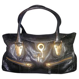 Valentino Handtasche aus Python Leder Schwarz Schwarz