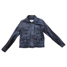 Burberry-Talla de chaqueta de cuero Burberry 36/38-Marrón oscuro
