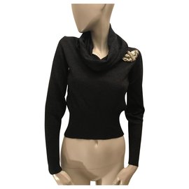 Chloé Pullover mit Lappenkragen Anthrazitgrau