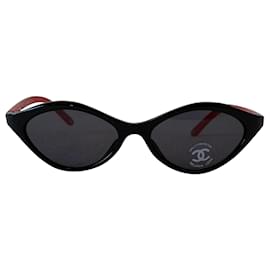 Chanel-Gafas de sol-Negro,Roja
