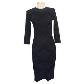 Alexander Mcqueen-Abito bicolore strutturato di Alexander Mcqueen-Nero,Blu navy