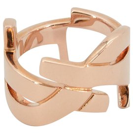 Saint Laurent-Saint Laurent ring monogram pink gold-Golden