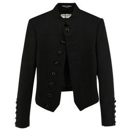 Saint Laurent-VESTE BLASER SAINT LAURENT COURTE, AVEC GROS BOUTONS-Noir