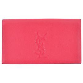 POCHETTE SAINT LAURENT CUIR GRAINÉ ROSE Rose