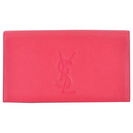 Saint Laurent-POUCH SAINT LAURENT PELLE MARTELLATA ROSA-Rosa