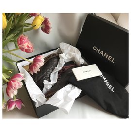 Chanel-Stivaletti da motociclista da combattimento con catena-Marrone,Bordò,Marrone scuro