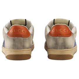 Gucci-Men's Screener leather sneaker-Blue,Cream