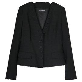 Dolce & Gabbana-Button Detail Jacket-Black