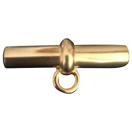 Hermès Knopf Brosche Goldfarben Metall Golden