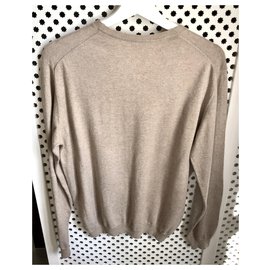 Autre Marque-Massimo dutti beige cotton silk and cashmere sweater - V neck - T. L OR XL-Beige