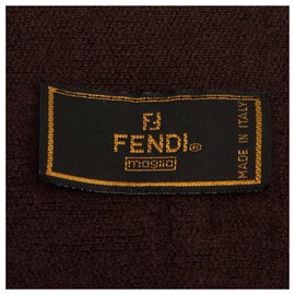 Fendi-Fendi Brown Cotton Scarf-Brown,Dark brown