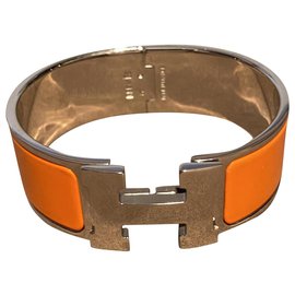 Hermès-Bracelet Clic Clac H-Argenté,Orange